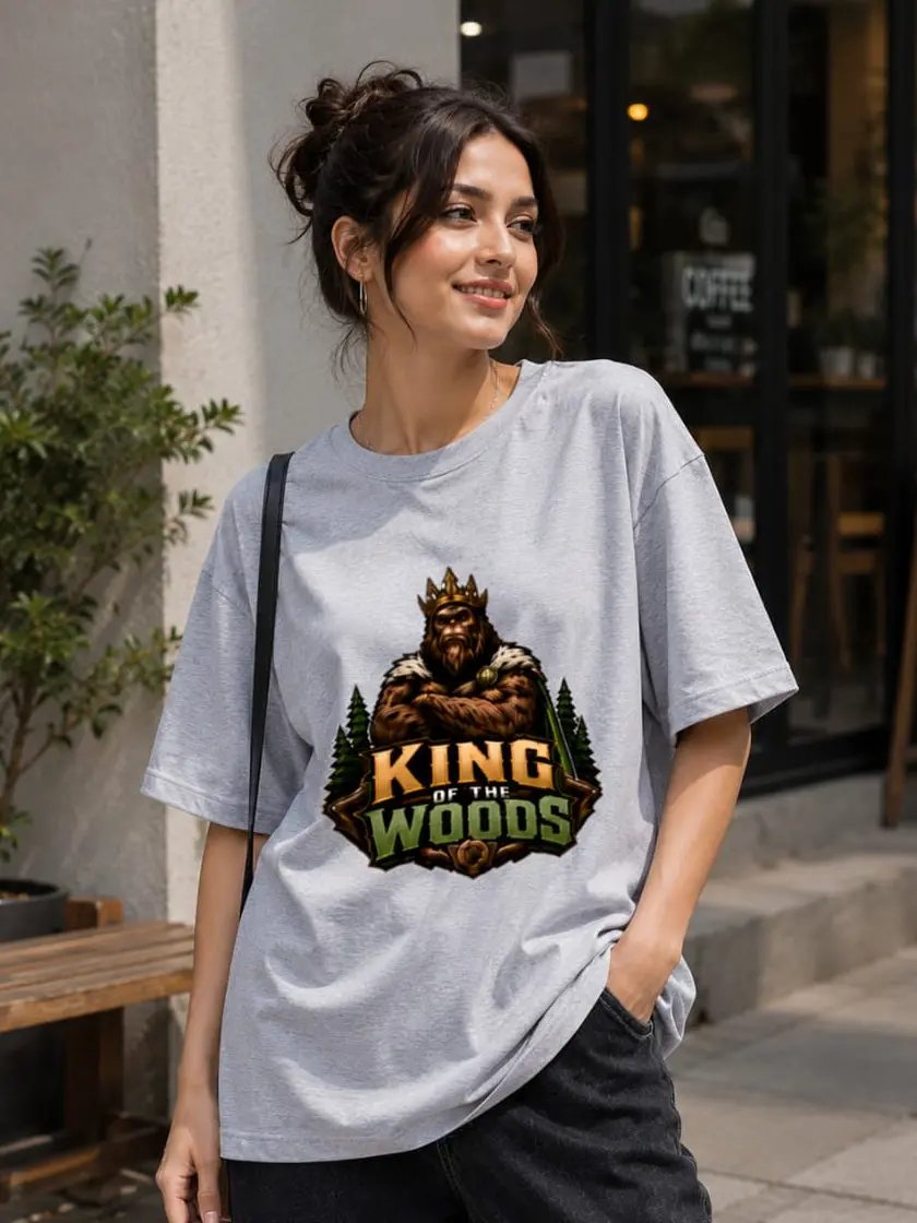 King of the Woods oversized Graphic T shirt - Grey Melange