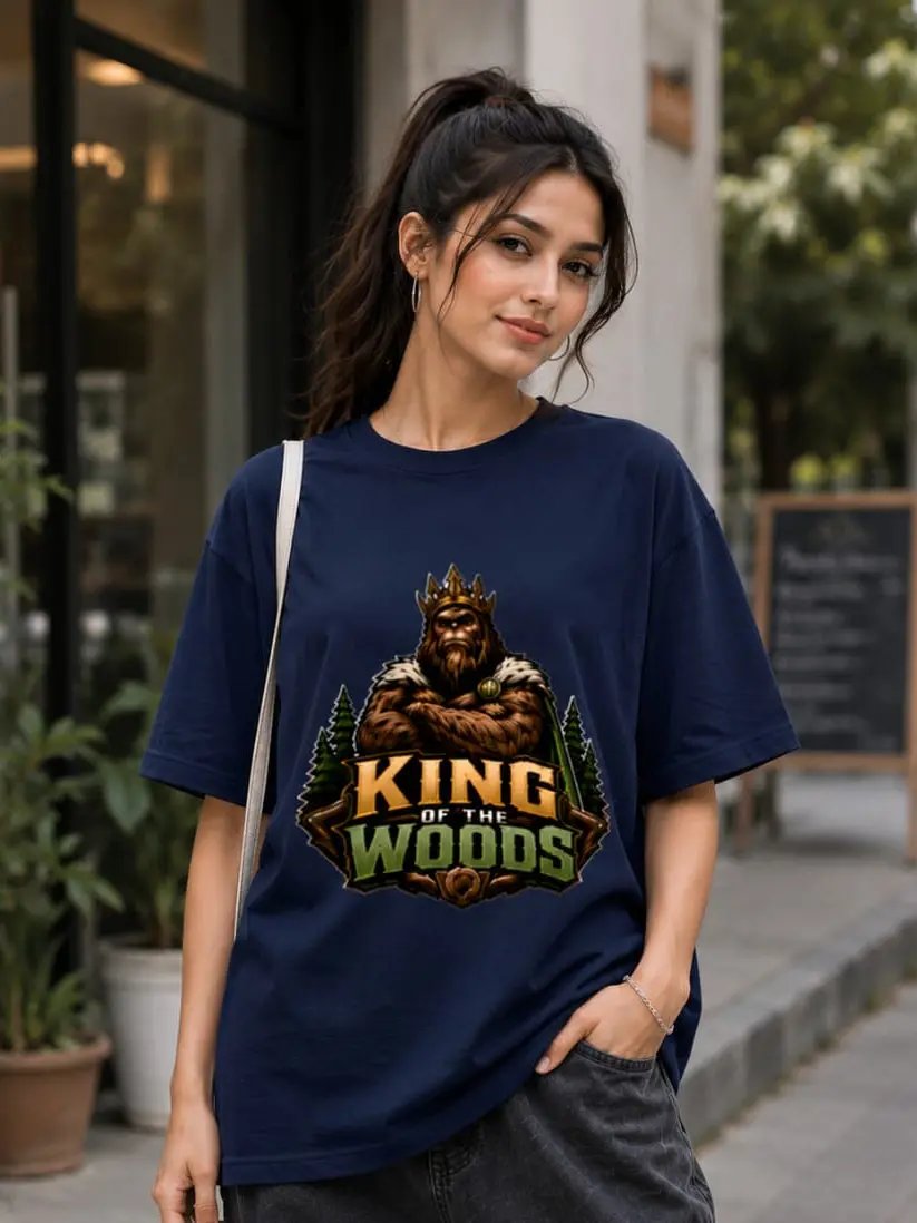 King of the Woods oversized Graphic T shirt - Navy Blue